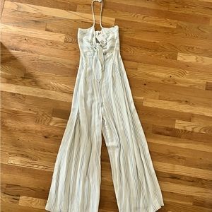 H&M Halter Wide-Leg White with Blue Stripes Jumpsuit -Sz 4
